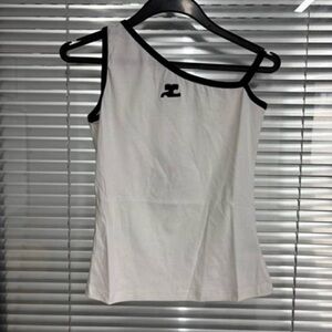 Courreges white irregular-shaped tank top with straps